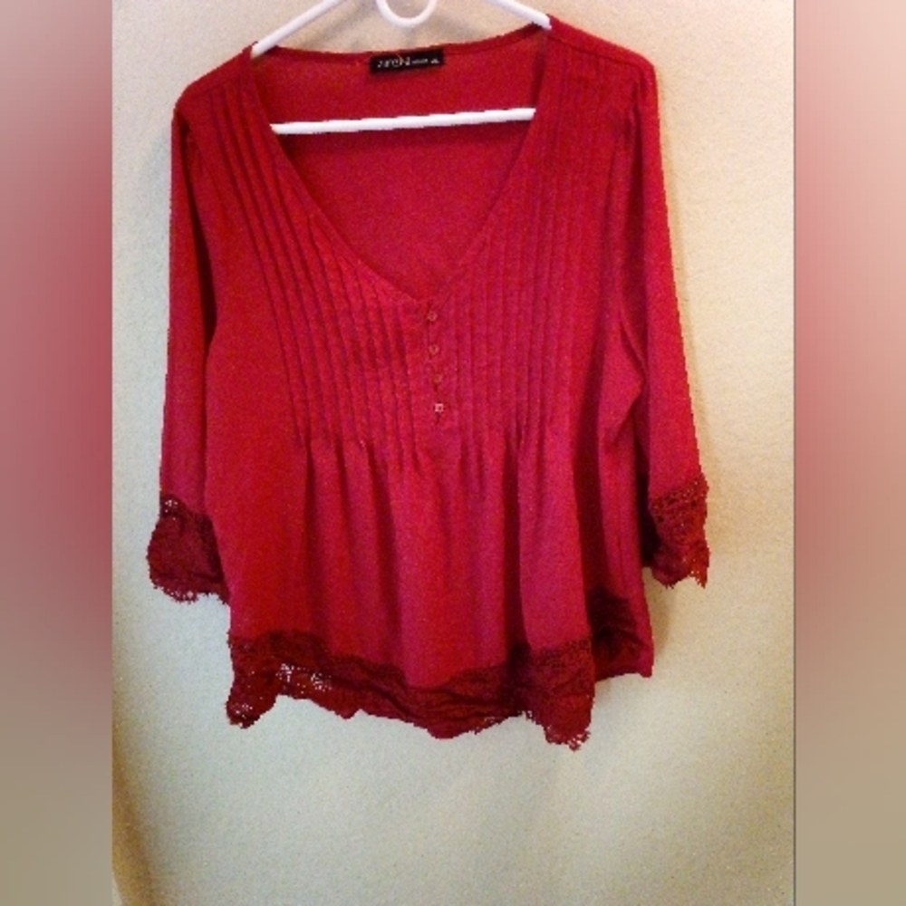 Red Lace Blouse